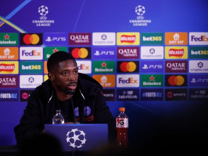 عثمان ديمبيلي خلال المؤتمر الصحفي قبل مباراة تشيلسي وباريس سان جيرمان بدوري أبطال أوروبا - 16 مارس 2026 - Reuters