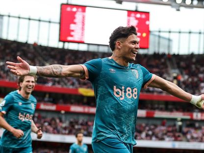 البرازيلي إفانيلسون مهاجم بورنموث الإنجليزي يسجل أمام أرسنال 3-5-2025 - afcbournemouth/x