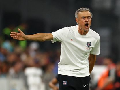 مدرب باريس سان جيرمان لويس إنريكي خلال مباراة ضد أولمبيك مارسيليا - 20 سبتمبر 2026 - REUTERS