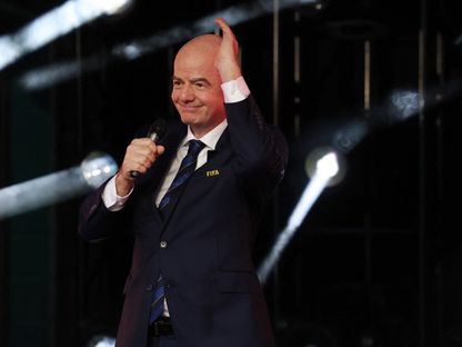 رئيس الاتحاد الدولي لكرة القدم جياني إنفانتينو قبل مباراة الأهلي ضد إنتر ميامي في كأس العالم للأندية - 14 يونيو 2025 - Reuters