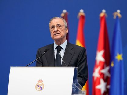 فلورنتينو بيريز رئيس ريال مدريد في حفل تقديم إندريك لاعباً جديداً للفريق - 27 يوليو 2024 - Reuters