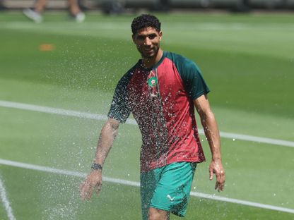 أشرف حكيمي خلال تدريب للمغرب بكأس العالم - 3 يوليو 2026 - IMAGN IMAGES via Reuters