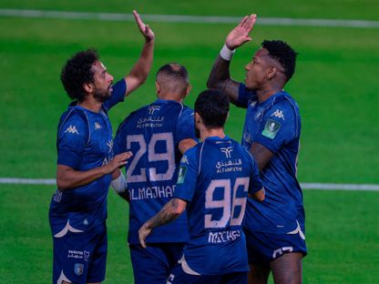 احتفال لاعبي العلا بتسجيل هدف في مرمى الفتح بكأس الملك - 19 أغسطس 2026 - X/@AlUlaclub