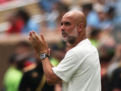 مدرب مانشستر سيتي بيب غوارديولا خلال مباراة الوداد البيضاوي في كأس العالم للأندية - 18 يونيو 2025 - Reuters