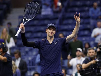 يانيك سينر بعد فوزه على لورنزو موسيتي في ربع نهائي بطولة أميركا المفتوحة للتنس - 3 سبتمبر 2025 - Geoff Burke-Imagn Images