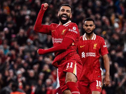 محمد صلاح نجم ليفربول يحتفل بتسجيل هدف في مرمى وست هام بكأس الرابطة - 25 سبتمبر 2024 - X/@LFC_Arabic