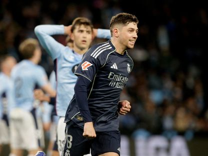 فيديريكو فالفيردي يحتفل بهدفه في مباراة سيلتا فيغو وريال مدريد بالدوري الإسباني - 6 مارس 2026 - Reuters