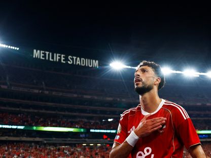 احتفال وسام أبو علي مهاجم الأهلي بتسجيل هدف في مرمى بورتو بكأس العالم للأندية - 23 يونيو 2025 - Reuters