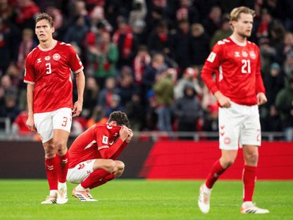 حسرة لاعبين من الدنمارك بعد التعادل مع بيلاروس في تصفيات كأس العالم 2025 - 15 نوفمبر 2025 - Reuters