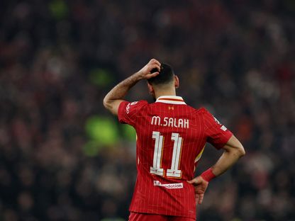 محمد صلاح مهاجم ليفربول خلال مواجهة ليل في أبطال أوروبا - 21 يناير 2025 - Reuters