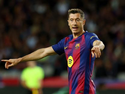 روبرت ليفاندوفسكي من مباراة برشلونة وإلتشي بالدوري الإسباني - 2 نوفمبر 2025 - Reuters