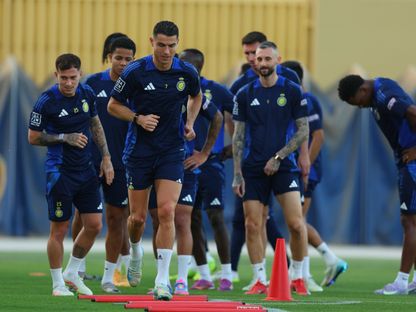 النجم البرتغالي كريستيانو رونالدو في تدريبات النصر قبل مواجهة ربع نهائي دوري أبطال آسيا للنخبة - 24 أبريل 2025 - X/@AlNassrFC