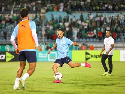 لاعبون من المصري البورسعيدي قبل مواجهة الاتحاد الليبي بكأس الكونفيدرالية الإفريقية - 26 أكتوبر 2025 - FB/@Alahli SC