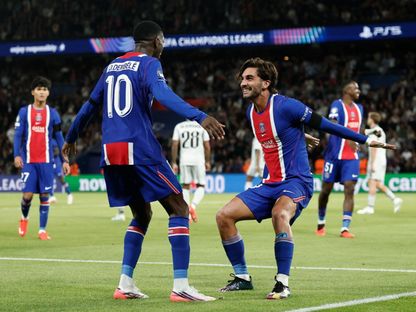 فيران توريس يحتفل بتسجيل هدف لباريس سان جيرمان أمام سلوفان براتيسلافا في دوري أبطال أوروبا - 9 سبتمبر 2026 - REUTERS
