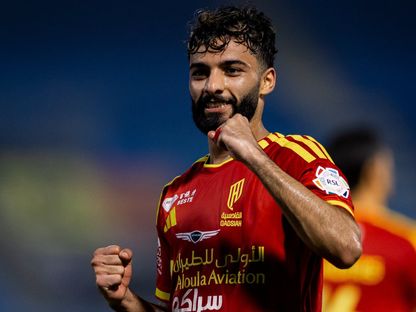 احتفال محمد أبو الشامات لاعب القادسية بتسجيل هدف في مرمى أبها بالدوري السعودي - 16 أكتوبر 2026 - X/@Alqadsiah