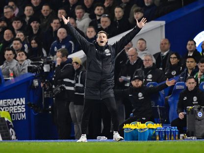 مدرب برايتون فابيان هورزلر خلال مبارة أرسنال في الدوري الإنجليزي الممتاز - 4 مارس 2026 - Reuters