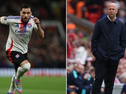 مدرب ليفربول أرني سلوت ولاعب ليون ريان شرقي في صورة مركبة - الشرق