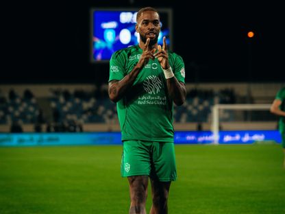 احتفال إيفان توني مهاجم الأهلي بتسجيل هدف في مرمى الأخدود في الدوري السعودي - 10 يناير 2026 - X/@ALAHLI_FC