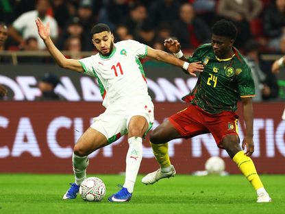 إسماعيل صيباري من مباراة المغرب والكاميرون بربع نهائي كأس أمم إفريقيا - 9 يناير 2026 - Reuters