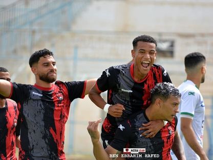 لاعبو مستقبل قابس يحتفلون بتسجيل هدف في مرمى أولمبيك سيدي بوزيد بدوري الدرجة الثانية التونسي- 4 يونيو 2024 - FB/@Avenir Sportif De Gabés