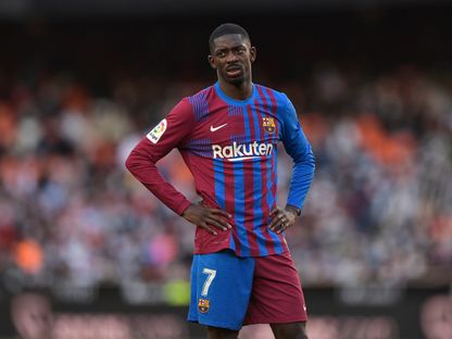 عثمان ديمبيلي خلال مباراة بين برشلونة وفالنسيا - 20 فبراير 2022 - Reuters