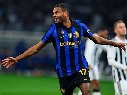 آندي ضيوف لاعب إنتر ميلان يحتفل بهدفه في مرمى يوفنتوس في مباراة ودية - 8 أغسطس 2026 - X/@Inter