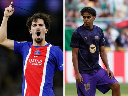 جناح برشلونة لامين يامال ولاعب باريس سان جيرمان فيتينيا في صورة مُركبة - الشرق
