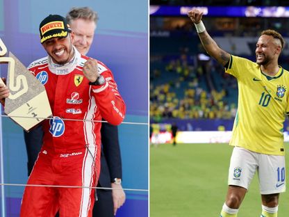 لاعب البرازيل نيمار جونيور وسائق فيراري لويس هاميلتون في صورة مُركبة - الشرق