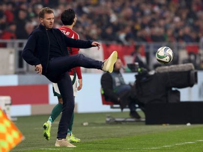 مدرب ألمانيا يوليان ناغلسمان خلال مباراة ضد المجر في دوري الأمم الأوروبية - 19 نوفمبر 2024 - Reuters