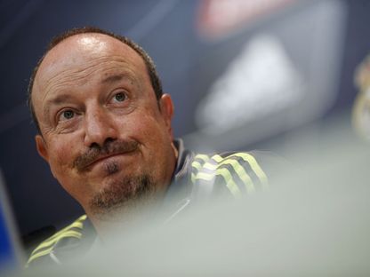 رافا بينيتيز في مؤتمر صحفي سابق في فترة إشرافه على تدريب ريال مدريد - Reuters