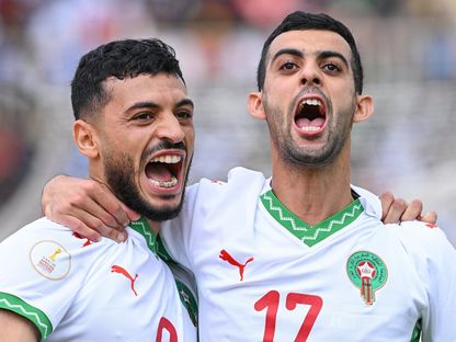 فرحة يوسف بلعمري وأسامة المليوي بالهدف الأول في مرمى الكونغو الديمقراطية - 17 أغسطس 2025 - X/@EnMaroc