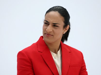 الملاكمة الجزائرية إيمان خليف خلال قمة ChangeNOW 2025 بقصر غران باليه في باريس - 25 أبريل 2025 - Reuters