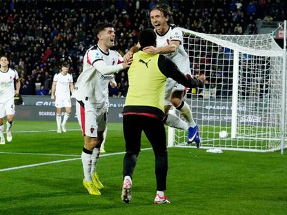 لوكا مودريتش لاعب ميلان يحتفل بهدفه في مرمى بيزا بالدوري الإيطالي - 13 فبراير 2026 - Reuters