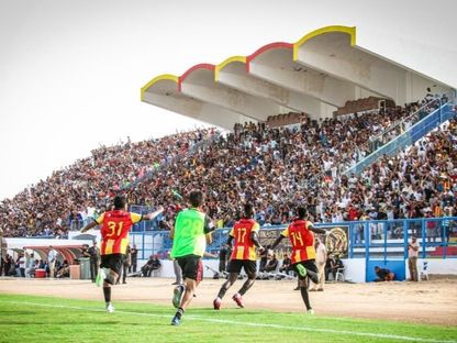 احتفال لاعبي الترجي الجرجيسي بتسجيل هدف في مرمى اتحاد بن قردان بالدوري التونسي - 28 أغسطس 2025 - FB/@Espérance Sportive de Zarzis