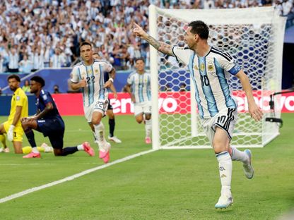 ليونيل ميسي يحتفل بالتسجيل ضد الرأس الأخضر في كأس العالم - 3 يوليو 2026 - Reuters