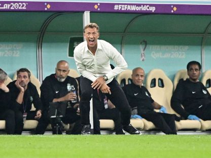 مدرب السعودية هيرفي رينارد خلال المباراة ضد المكسيك - 30 نوفمبر 2022 - Reuters 