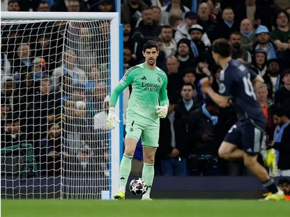 تيبو خلال مباراة بين ريال مدريد ومانشستر سيتي في دوري أبطال أوروبا - 17 مارس 2026 - realmadrid.com