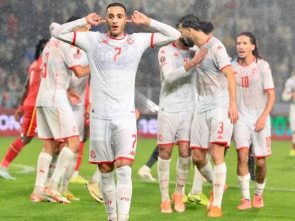 إلياس عاشوري لاعب تونس يحتفل بهدفه الأول أمام أوغندا في كأس الأمم الإفريقية - 23 ديسمبر 2025 - FB/@Equipe Nationale Tunisienne