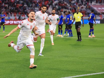 إسماعيل غربي يحتفل بهدفه في مباراة تنزانيا وتونس بكأس أمم إفريقيا - 30 ديسمبر 2025 - FB/Équipe Nationale Tunisienne