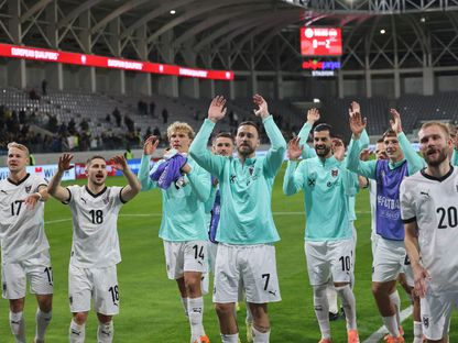 لاعبون من النمسا بعد فوزهم على قبرص في تصفيات كأس العالم 2026 - 15 نوفمبر 2025 - REUTERS