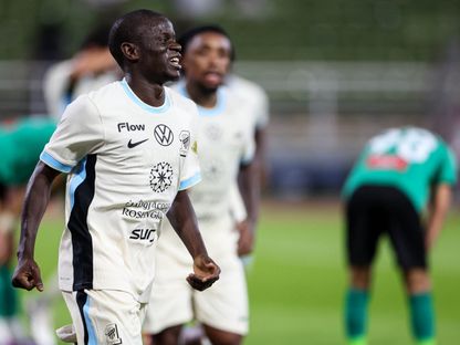 احتفال نغولو كانتي لاعب الاتحاد بتسجيل هدف في مرمى النجمة بدوري روشن السعودي - 20 سبتمبر 2025 - X/@ittihad