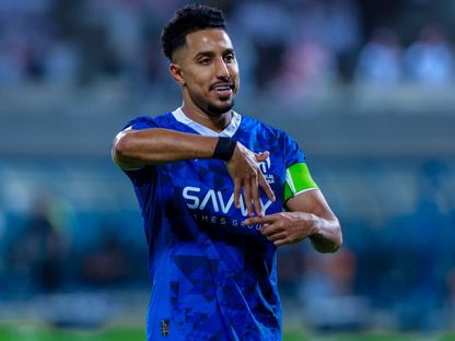 سالم الدوسري لاعب الهلال يحتفل بتسجيل هدف في مرمى الشرطة العراقي بدوري أبطال آسيا للنخبة - 1 أكتوبر 2024 - X/@Alhilal_FC