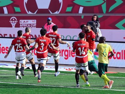 محمد صلاح قائد مصر يحتفل بهدفه أمام جنوب إفريقيا في كأس أمم إفريقيا - 26 ديسمبر 2025 - X@EFA