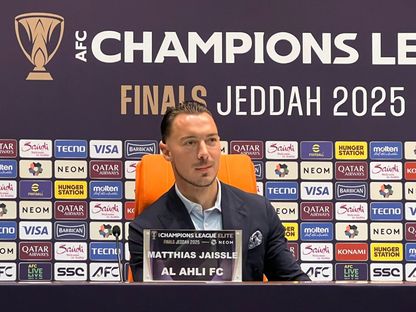 الألماني ماتياس يايسله مدرب الأهلي السعودي في المؤتمر الصحفي قبل مواجهة بوريرام يونايتد في ربع نهائي دوري أبطال آسيا للنخبة - 25 أبريل 2025 - X/@aawsat_spt