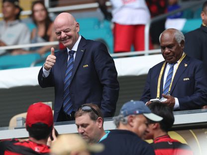 رئيس "فيفا" جياني إنفانتينو قبل مباراة بين فلامنغو وبايرن ميونيخ في كأس العالم للأندية - 29 يونيو 2025 - Reuters