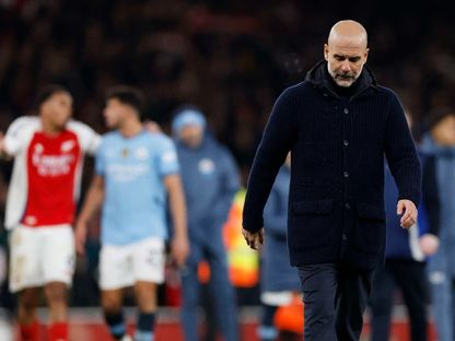 حسرة بيب غوارديولا بعد خسارة مانشستر سيتي 5-1 أمام أرسنال في البريمييرليغ 2-2-2025 - Reuters