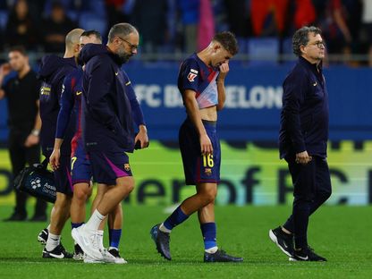 فيرمين لوبيز لاعب برشلونة خلال خروجه من الملعب بعد مباراة خيتافي في الدوري الإسباني - 21 سبتمبر 2025 - Reuters