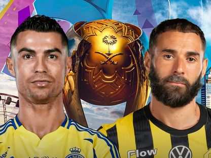 صورة مركبة لقائدي النصر والاتحاد كريستيانو رونالدو وكريم بنزيما - الشرق رياضة