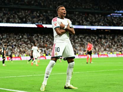 كيليان مبابي يحتفل بهدفه في مباراة ريال مدريد وريال سوسيداد بالدوري الإسباني - 26 أغسطس 2026 - Reuters