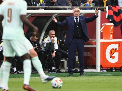 مدرب البرازيل كارلو أنشيلوتي خلال مباراة ودية ضد فرنسا - 26 مارس 2026 - Winslow Townson-Imagn Images